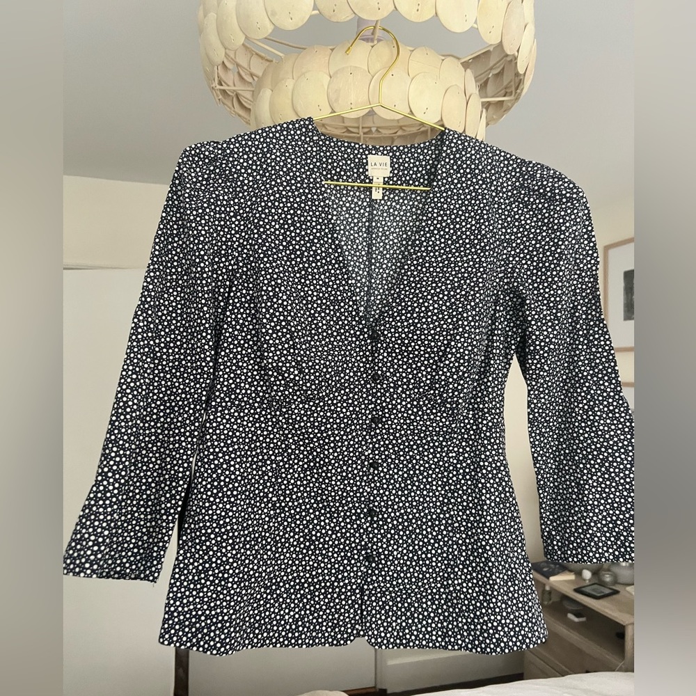 Rebecca Taylor, la vie, navy & white button down top